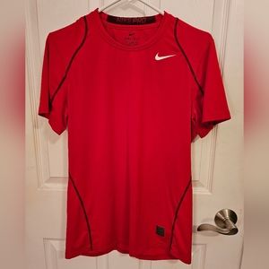 Red Nike Pro Short Sleeve Shirt, Dri-Fit, Men's Small, Used - Good Condition
